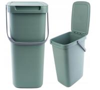 KADAX Poubelle avec couvercle et poignée en plastique pour le tri sélectif rectangulaire avec couvercle à charnière (vert 12 l)