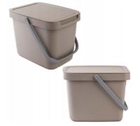 KADAX Poubelle avec couvercle et poignée, en plastique, pour le tri sélectif, rectangulaire avec couvercle à charnière (marron, 6