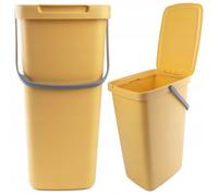 KADAX Poubelle avec couvercle et poignée, en plastique, pour le tri sélectif, rectangulaire avec couvercle à charnière (jaune, 20