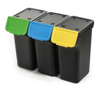 Poubelle KADAX avec couvercle, noir 3 x 25 L