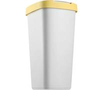 KADAX Poubelle de 25 litres avec couvercle basculant pour tri sélectif en plastique robuste poubelle (gris/jaune)