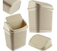 KADAX Poubelle de salle de bain beige 6,2 L Conteneur de salle de bain inclinable