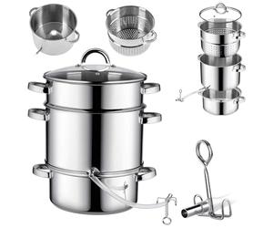 KADAX Presse-fruits à vapeur en acier inoxydable avec couvercle en verre, passe au lave-vaisselle, pour tous les feux, y compris l'induction (argenté, 8 l)