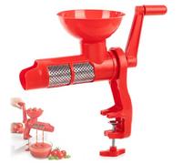 KADAX Presse-tomates manuel en acier inoxydable et plastique avec manivelle, entonnoir, passoire et pince de table
