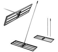 KADAX Raclette à gazon 89x29cm avec manche, Râteau de nivellement pour l'entretien du gazon, Râteau de nivellement du gazon pour niveler le sol, Niveleuse à gazon en métal, Niveleur de surface