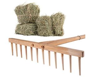KADAX Râteau à Foin avec Manche en Bois Long pour Une Récolte Efficace et Confortable, Râteau à Feuilles de Jardin, Outil de Jardinage (Bois)