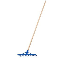 KADAX Râteau à Foin avec Manche en Bois Long pour Une Récolte Efficace et Confortable, Râteau à Feuilles de Jardin, Outil de Jardinage (Plastique)