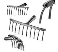 KADAX Râteau de jardin en acier - Râteau de jardin sans manche - Tête de calcul robuste - Râteau pour entretien du jardin - Outil de jardin (rectangulaire 10 dents)