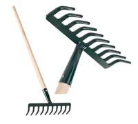 KADAX Râteau en Métal à Feuilles avec Manche en Bois pour Jardin, Parterre et Foin (10 Dents V2)