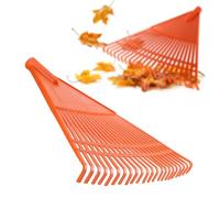 KADAX Râteau en plastique robuste, râteau à feuilles sans manche, râteau large, râteau à feuilles, râteau de jardin, balai à feuilles, éventail, balayeur à feuilles (orange triangulaire 60 cm)