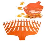 KADAX râteau en plastique robuste, râteau à feuilles sans manche, râteau large, râteau à feuilles, râteau de jardin, balai à feuilles, ventilateur à feuilles, balai à feuilles (rectangulaire orange 45