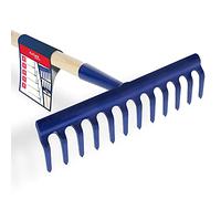 KADAX Râteau Large avec tęte renforcée, râteau ŕ Feuilles en métal, râteau ŕ Feuilles avec Long Manche en Bois, Outil de Jardin pour désherber, fertiliser, (12 Dents)