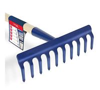 KADAX Râteau Large avec tęte renforcée, râteau ŕ Feuilles en métal, râteau ŕ Feuilles avec Long Manche en Bois, Outil de Jardin pour désherber, fertiliser, (10 Dents)