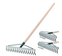 KADAX Râteau Large pour Jardin, Outil de Jardin 16 Zinken Manche en Bois