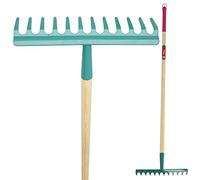 KADAX Râteau Râteau pour Femme Râteau Plat à Long Manche Râteau de Jardin Râteau à Gazon pour Jardin Pierres Branches Outil de Jardin Râteau de Jardin Outil de Jardin Râteau à Poin avec Tête Dure (12