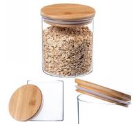 KADAX Récipient en verre avec couvercle en bambou, bocaux de conservation lavables au lave-vaisselle, boîtes de conservation hermétiques, boîte de rangement pour spaghettis, farine, céréales ou café