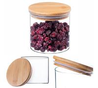 KADAX Récipient en verre avec couvercle en bambou, bocaux de conservation lavables au lave-vaisselle, boîtes de conservation hermétiques, boîte de rangement pour spaghettis, farine, céréales ou café