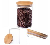 KADAX Récipient en verre avec couvercle en bambou, bocaux de conservation lavables au lave-vaisselle, boîtes de conservation hermétiques, boîte de rangement pour spaghettis, farine, céréales ou café