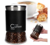 KADAX Récipient en verre pour café, thé feuilleté, café, thé, sucre, boîtes de conservation, boîtes de conservation (1000 ml, noir)