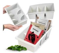 KADAX Récipient pour herbes, épices, boîte à deux compartiments, boîte de rangement en plastique avec poignées, organisateur de cuisine, organisateur d'herbes (crème)