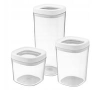 KADAX Récipients à provisions "Ravel", boîte de rangement transparente en plastique, set de 2 : 1 L, blanc & noir Couvercle