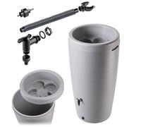 KADAX Récupérateur d'eau de Pluie avec bac à Plantes intégré dans Le Couvercle - 240 l - en Plastique - Réservoir d'eau de Pluie avec Robinet - Résistant au Gel - Gris Clair