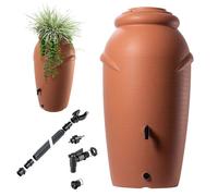 KADAX récupérateur d’Eau de Pluie 210 l en Plastique - Terracotta sans Pied - déco Jardin Inspiration Antique Moderne - avec Robinet, bac de Plantation et Couvercle, raccord gouttière fileté