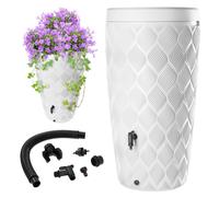 KADAX Récupérateur d'eau de Pluie avec bac à Plantes intégré dans Le Couvercle - 240 l - en Plastique - Réservoir d'eau de Pluie avec Robinet - Résistant au Gel - Blanc