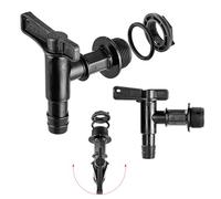 KADAX Robinet d'écoulement pour citerne d'eau de pluie, robinet 3/4" en plastique, robinet avec joint et contre-écrou, bande d'étanchéité, robinet pour réservoir d'eau (noir, 86 mm)