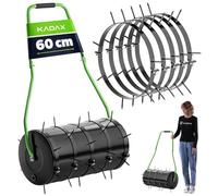 KADAX Rouleau aérateur de pelouse, 60 cm, remplissable d'eau ou de sable, avec clous de 6 cm, en acier, avec pointes pour une aération efficace de la pelouse
