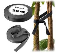 KADAX Ruban de liaison pour arbre, 25 mm x 25 m, pour une fixation sûre des arbres et arbustes, attaches d'arbres en polypropylène, fixation d'arbre, liant pour plantes (noir)