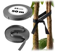 KADAX Ruban de liaison pour arbre, 25 mm x 50 m, pour une fixation sûre des arbres et arbustes, attaches d'arbres en polypropylène, fixation d'arbre, liant pour plantes (noir)