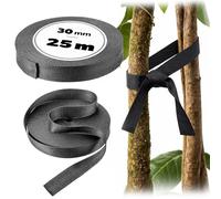 KADAX Ruban de liaison pour arbre, 30 mm x 25 m, pour une fixation sûre des arbres et arbustes, attaches d'arbres en polypropylène, fixation d'arbre, liant pour plantes (noir)