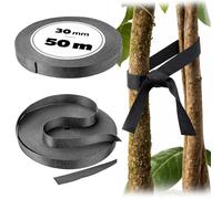 KADAX Ruban de liaison pour arbre, 30 mm x 50 m, pour une fixation sûre des arbres et arbustes, attaches en polypropylène, fixation d'arbre, liant pour plantes (noir)