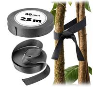 KADAX Ruban de liaison pour arbre, 40 mm x 25 m, pour une fixation sûre des arbres et arbustes, attaches d'arbres en polypropylène, fixation d'arbre, liant pour plantes (noir)