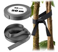 KADAX Ruban de liaison pour arbre, 40 mm x 50 m, pour une fixation sûre des arbres et arbustes, attaches d'arbres en polypropylène, fixation d'arbre, liant pour plantes (noir)