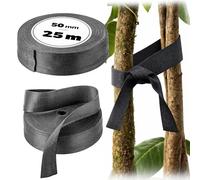 KADAX Ruban de liaison pour arbre, 50 mm x 25 m, pour une fixation sûre des arbres et arbustes, attaches d'arbres en polypropylène, fixation d'arbre, liant pour plantes (noir)