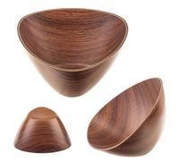 KADAX Saladier en plastique, élégant, bol en imitation bois, bol de service moderne, bol à collation, bol à collation (triangulaire, 16 cm)