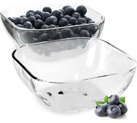 KADAX saladier en verre "Carini", Saladier, Carré saladier en verre, bol, Transparent, 14 cm, 2 pièces