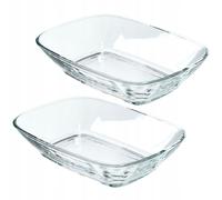 KADAX saladier en verre "Milo", Saladier, Rectangulaire saladier en verre, bol, Transparent, 14 cm, 2 pièces