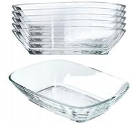 KADAX saladier en verre "Milo", Saladier, Rectangulaire saladier en verre, bol, Transparent, 14 cm, 6 pièces