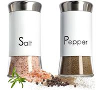 KADAX Salière et Poivrière 150 ml, Distributeur d'Éspices en Acier Inoxydable et en Verre avec Couvercle Hermétique, Set de Pots à Sel et à Poivre (Blanc)