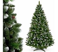 KADAX Sapin de Noël artificiel 180 cm avec givre et cônes, vert Sapin avec 391 branches