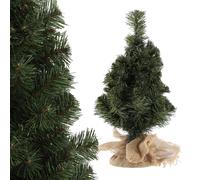 KADAX Sapin de Noël artificiel 60 cm, petit sapin avec 66 branches, mini sapin avec toile de jute, table en film PVC, sapin artificiel (claus 60 cm)