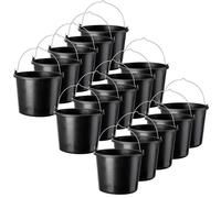 KADAX Seau à mortier de construction, en plastique, 5 l, pour jardin, chantier, seau à eau, eau, robuste, noir (15)