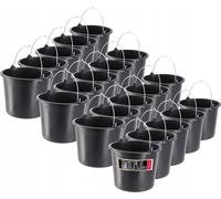KADAX Seau de chantier "Bado", Seau, Seau à mortier, Seau à crépi, Seau de maçon, Accessoires pour la maison, noir, 5L, 20 pièces