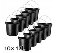 KADAX Seau de chantier "Bado", Seau, Seau à mortier, Seau à crépi, Seau de maçon, Accessoires pour la maison, noir, 12L, 10 pièces