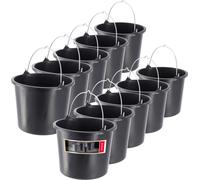 KADAX Seau de chantier "Bado", Seau, Seau à mortier, Seau à crépi, Seau de maçon, Accessoires pour la maison, noir, 5L, 10 pièces