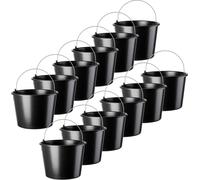 KADAX Seau de chantier "Bado", Seau, Seau à mortier, Seau à crépi, Seau de maçon, Accessoires pour la maison, noir, 16L, 12 pièces
