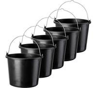 KADAX Seau de chantier "Bado", Seau, Seau à mortier, Seau à crépi, Seau de maçon, Accessoires pour la maison, noir, 12L, 5 pièces